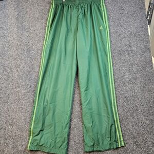 Adidas 3 Stripe Track Pants Mens XL Green Mesh Lined Athletic Windbreaker Y2K